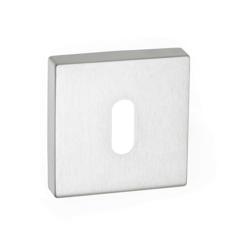 This is an image of Forme Key Escutcheon on Minimal Square Rose - Satin Chrome available to order from T.H Wiggans Architectural Ironmongery in Kendal, quick delivery and discounted prices.