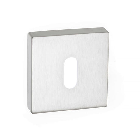 This is an image of Forme Key Escutcheon on Minimal Square Rose - Satin Chrome available to order from T.H Wiggans Architectural Ironmongery in Kendal, quick delivery and discounted prices.