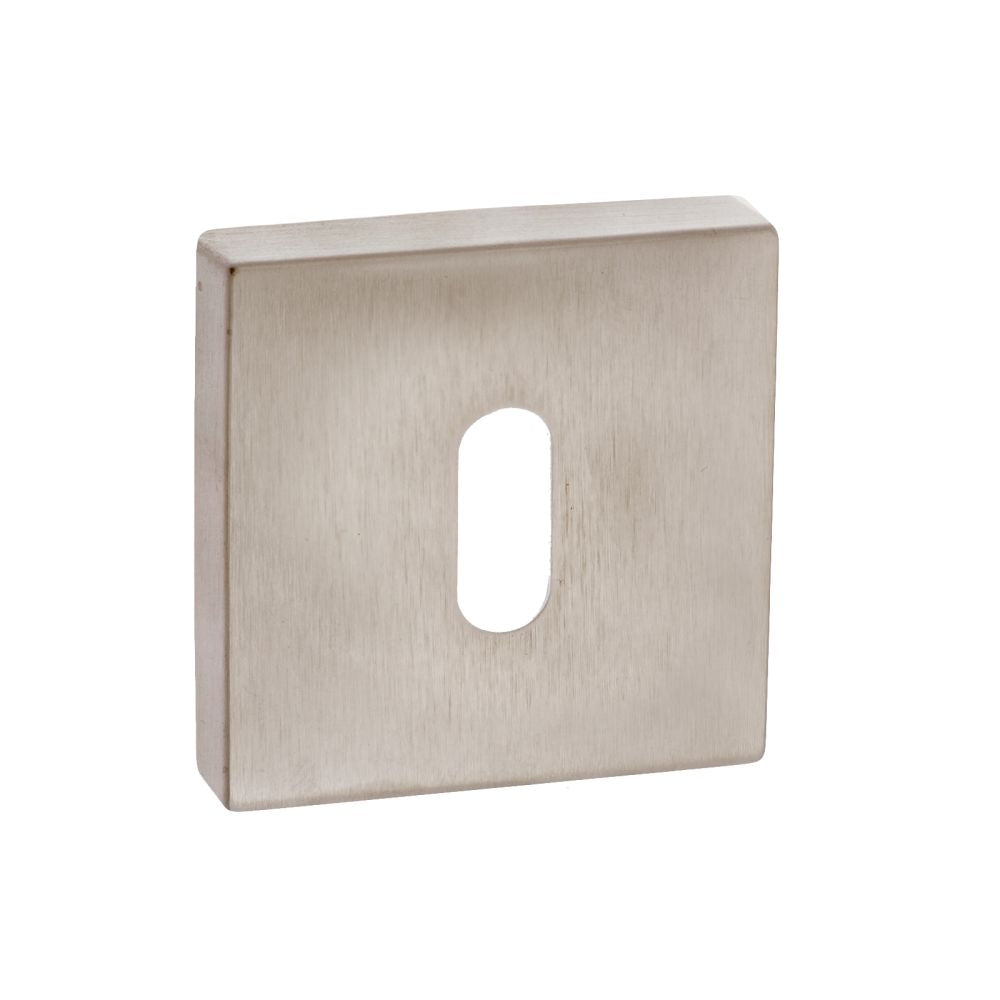 This is an image of Forme Key Escutcheon on Minimal Square Rose - Satin Nickel available to order from T.H Wiggans Architectural Ironmongery in Kendal, quick delivery and discounted prices.