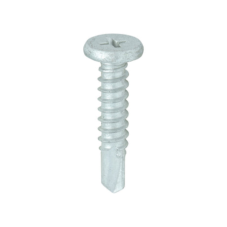 This is an image showing TIMCO Metal Construction Sheet & Framing Screws - PH - Low Profile Pancake - Exterior - Silver Organic - 5.5 x 26 - 500 Pieces Box available from T.H Wiggans Ironmongery in Kendal, quick delivery at discounted prices.