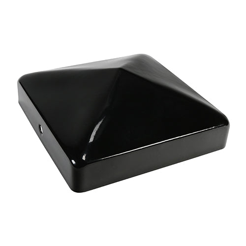 This is an image showing TIMCO Fence Post Cap - Epoxy Black - 100mm - 1 Each Unit available from T.H Wiggans Ironmongery in Kendal, quick delivery at discounted prices.