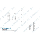 This image is a line drwaing of a Eurospec - Forend Strike & Fixing Pack To Suit Flat Latch FLL5030-Bright Stainle available to order from T.H Wiggans Architectural Ironmongery in Kendal