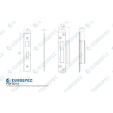 This image is a line drwaing of a Eurospec - Easi T Forend Strike & FIxing Pack To Suit BS 5 Lever Sashlock-Bright available to order from T.H Wiggans Architectural Ironmongery in Kendal