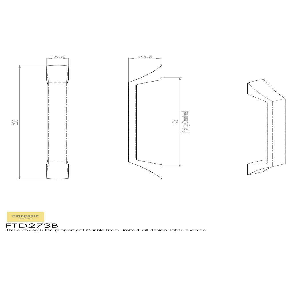 This image is a line drwaing of a FTD - Halcyon Handle 128mm - Satin Nickel available to order from Trade Door Handles in Kendal