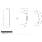 This image is a line drwaing of a FTD - Bridge Handle 128mm - Satin Nickel available to order from Trade Door Handles in Kendal