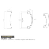 This image is a line drwaing of a FTD - Valetta Bow Handle 160mm - Polished Chrome available to order from Trade Door Handles in Kendal