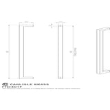 This image is a line drwaing of a FTD - Block Handle - Satin Nickel available to order from Trade Door Handles in Kendal