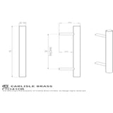 This image is a line drwaing of a FTD - Stainless Steel T-Bar Handle - Stainless Steel available to order from Trade Door Handles in Kendal