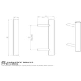 This image is a line drwaing of a FTD - Steel T-Bar Handle 128mm - Satin Nickel available to order from Trade Door Handles in Kendal