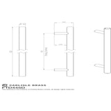 This image is a line drwaing of a FTD - Steel T-Bar Handle 192mm - Polished Chrome available to order from Trade Door Handles in Kendal