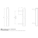 This image is a line drwaing of a FTD - Steel T-Bar Handle 224mm - Polished Chrome available to order from Trade Door Handles in Kendal