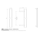 This image is a line drwaing of a FTD - Steel T-Bar Handle 640mm - Satin Nickel available to order from Trade Door Handles in Kendal