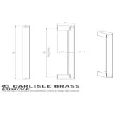 This image is a line drwaing of a FTD - Bar Handle 256mm - Satin Nickel/Stainless Steel available to order from Trade Door Handles in Kendal