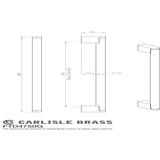 This image is a line drwaing of a FTD - Bar Handle 448mm - Satin Nickel/Stainless Steel available to order from Trade Door Handles in Kendal