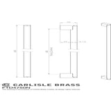 This image is a line drwaing of a FTD - Bar Handle 608mm - Satin Nickel/Stainless Steel available to order from Trade Door Handles in Kendal