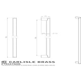 This image is a line drwaing of a FTD - Bar Handle 864mm - Satin Nickel/Stainless Steel available to order from Trade Door Handles in Kendal