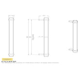 This image is a line drwaing of a FTD - Rail Handle 320mm - Satin Nickel available to order from Trade Door Handles in Kendal