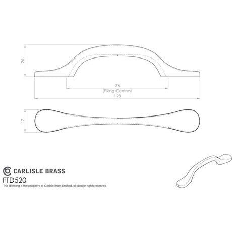 This image is a line drwaing of a FTD - Shaker Style Handle 76mm - Satin Nickel available to order from Trade Door Handles in Kendal