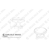 This image is a line drwaing of a Carlisle Brass - Oxford Knob 32mm available to order from Trade Door Handles in Kendal