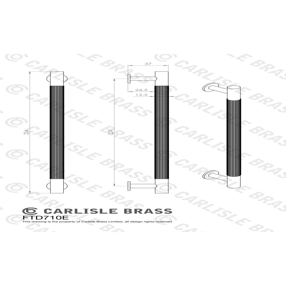 This image is a line drwaing of a Carlisle Brass - Lines Pull Handle 320mm c/c - Antique Brass available to order from Trade Door Handles in Kendal