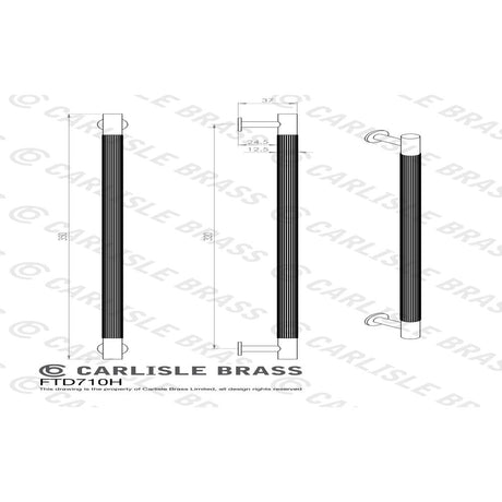 This image is a line drwaing of a Carlisle Brass - Lines Pull Handle 320mm c/c - Satin Nickel available to order from Trade Door Handles in Kendal