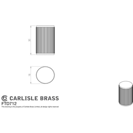 This image is a line drwaing of a Carlisle Brass - Lines Knob available to order from Trade Door Handles in Kendal