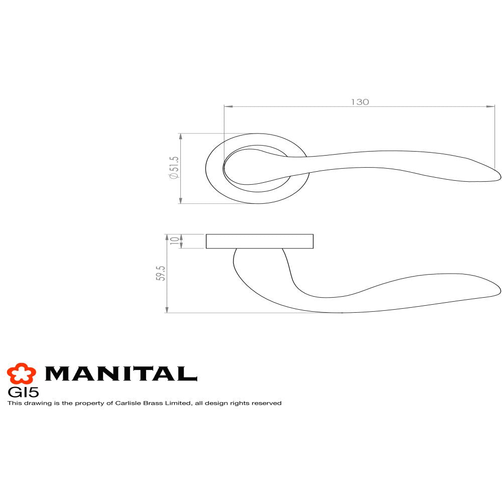 This image is a line drwaing of a Manital - Giava Lever on Round Rose - Satin Chrome available to order from Trade Door Handles in Kendal