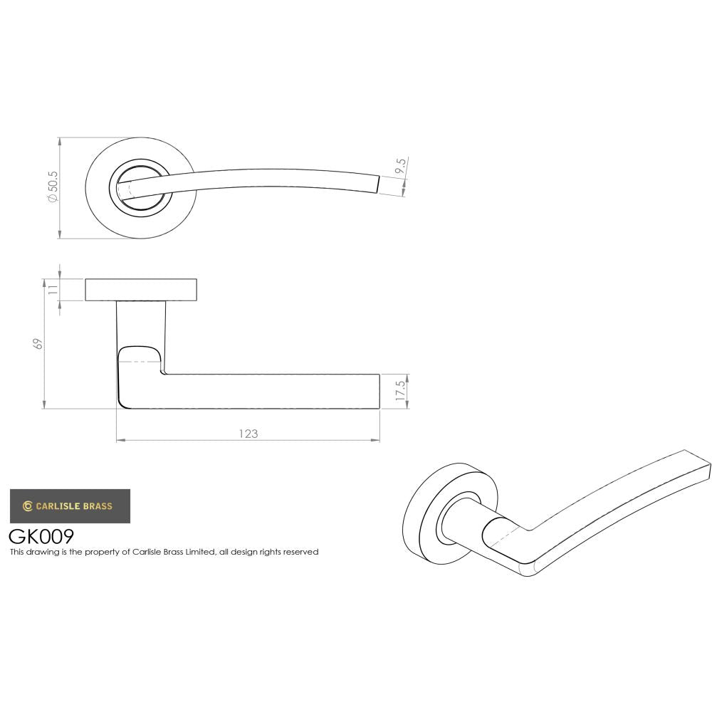 This image is a line drwaing of a Carlisle Brass - Tavira Lever on Rose Latch Pack - Satin Nickel available to order from Trade Door Handles in Kendal