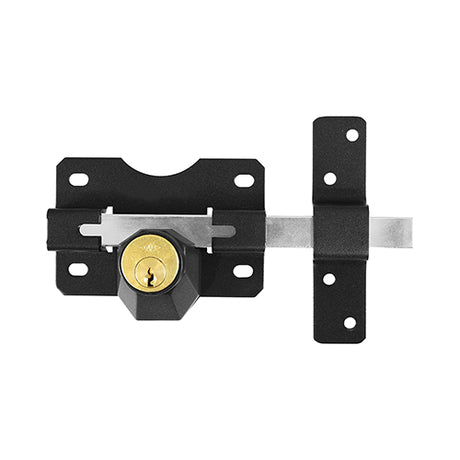 This is an image showing TIMCO Throw Locks - Double - Black - 70mm - 1 Each Box available from T.H Wiggans Ironmongery in Kendal, quick delivery at discounted prices.