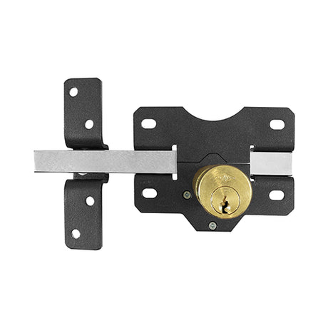 This is an image showing TIMCO Throw Locks - Double - Black - 70mm - 1 Each Box available from T.H Wiggans Ironmongery in Kendal, quick delivery at discounted prices.
