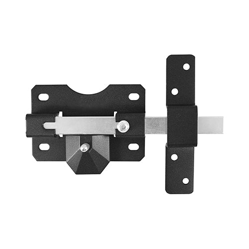 This is an image showing TIMCO Throw Locks - Single - Black - 70mm - 1 Each Box available from T.H Wiggans Ironmongery in Kendal, quick delivery at discounted prices.