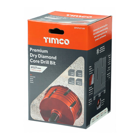 This is an image showing TIMCO Premium Dry Diamond Core Drill Bit - 127 x 150mm - 1 Each Box available from T.H Wiggans Ironmongery in Kendal, quick delivery at discounted prices.