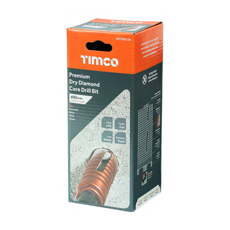 This is an image showing TIMCO Premium Dry Diamond Core Drill Bit - 82 x 150mm - 1 Each Box available from T.H Wiggans Ironmongery in Kendal, quick delivery at discounted prices.