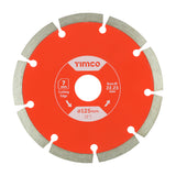 This is an image showing TIMCO Premium Diamond Blade Segmented - 125 x 22.2 - 1 Each Box available from T.H Wiggans Ironmongery in Kendal, quick delivery at discounted prices.
