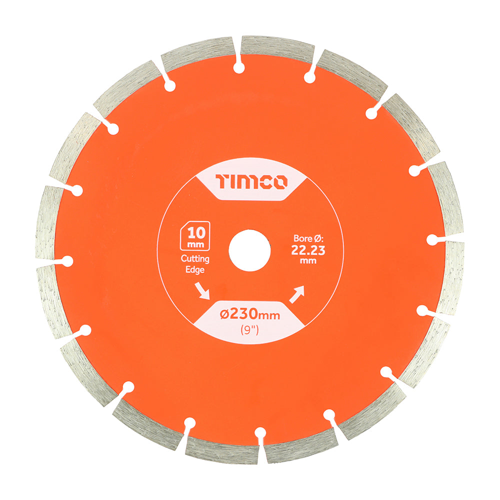 This is an image showing TIMCO General Purpose Diamond Blade - Segmented  - 230 x 22.2 - 1 Each Box available from T.H Wiggans Ironmongery in Kendal, quick delivery at discounted prices.