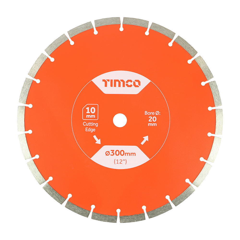 This is an image showing TIMCO General Purpose Diamond Blade - Segmented  - 300 x 20.0 - 1 Each Box available from T.H Wiggans Ironmongery in Kendal, quick delivery at discounted prices.