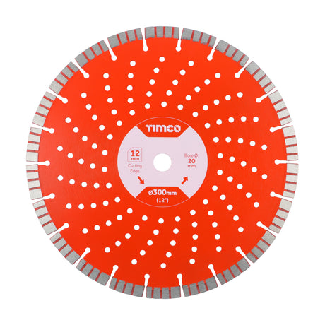 This is an image showing TIMCO Premium Diamond Blade - Turbo Segmented  - 300 x 20.0 - 1 Each Box available from T.H Wiggans Ironmongery in Kendal, quick delivery at discounted prices.