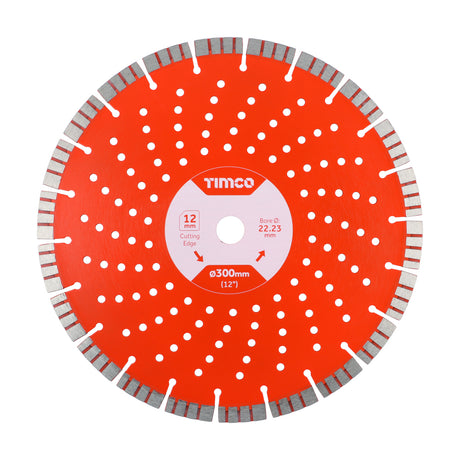 This is an image showing TIMCO Premium Diamond Blade - Turbo Segmented  - 300 x 22.2 - 1 Each Box available from T.H Wiggans Ironmongery in Kendal, quick delivery at discounted prices.