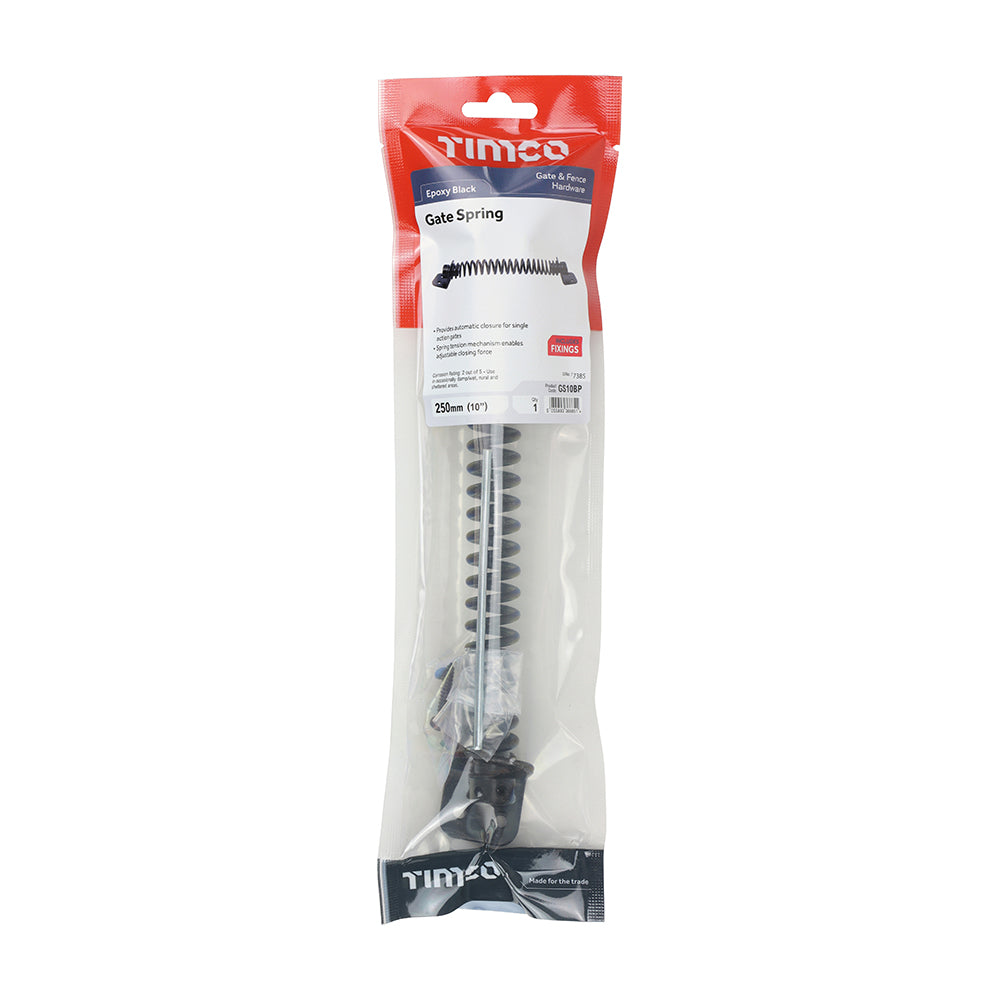This is an image showing TIMCO Gate Spring - Black - 10" - 1 Each TIMpac available from T.H Wiggans Ironmongery in Kendal, quick delivery at discounted prices.