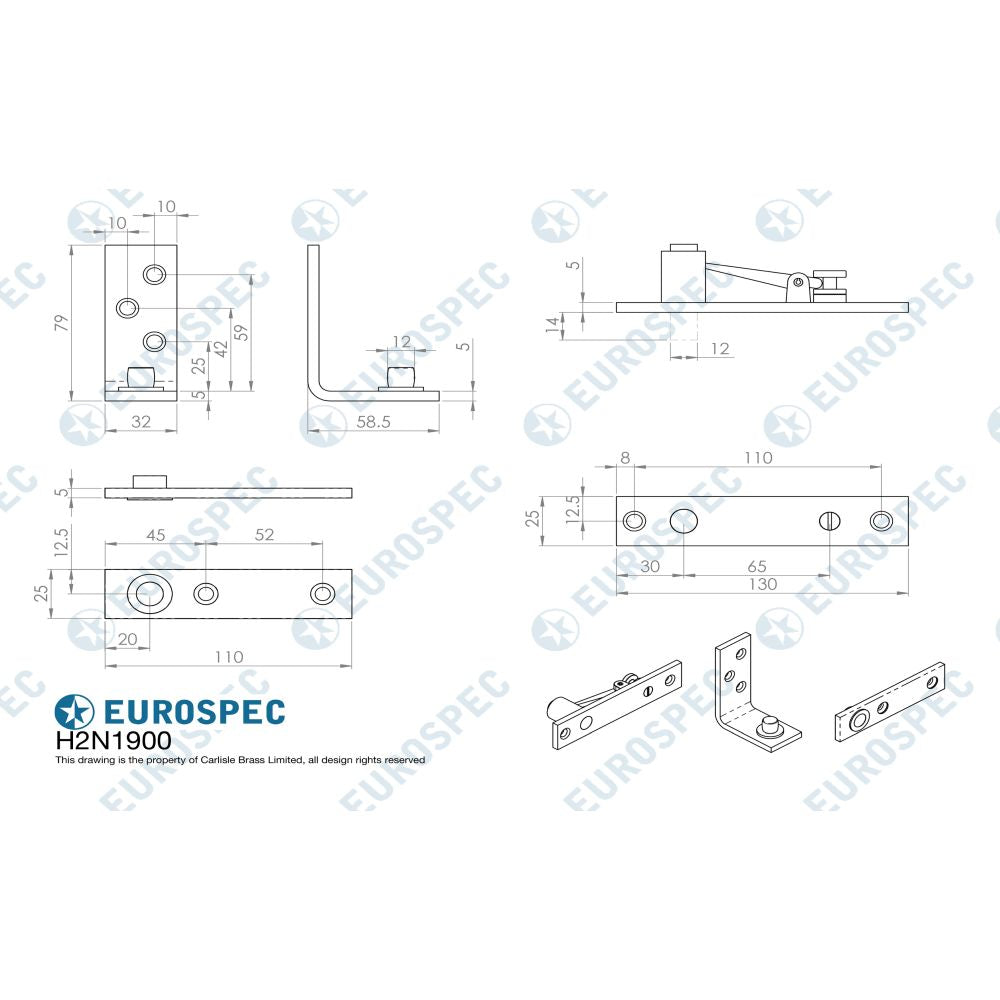 This image is a line drwaing of a Eurospec - Enduromax Standard Thrust Bearing Pivot Set - SSS available to order from T.H Wiggans Architectural Ironmongery in Kendal