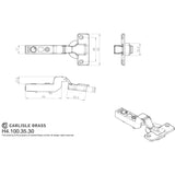 This image is a line drwaing of a Carlisle Brass - Inset Soft Close Hinges - Nickel Plate available to order from T.H Wiggans Architectural Ironmongery in Kendal