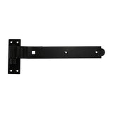 This is an image showing TIMCO Pair of Cranked Band & Hook On Plates - Black - 250mm - 2 Pieces Plain Bag available from T.H Wiggans Ironmongery in Kendal, quick delivery at discounted prices.