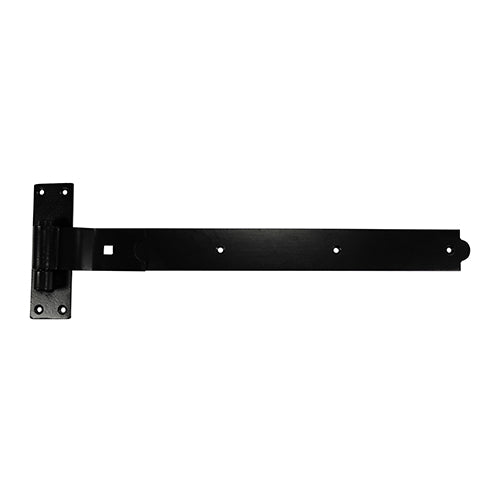 This is an image showing TIMCO Pair of Cranked Band & Hook On Plates - Black - 450mm - 2 Pieces Plain Bag available from T.H Wiggans Ironmongery in Kendal, quick delivery at discounted prices.