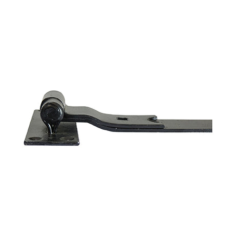This is an image showing TIMCO Pair of Cranked Band & Hook On Plates - Black - 450mm - 2 Pieces Plain Bag available from T.H Wiggans Ironmongery in Kendal, quick delivery at discounted prices.