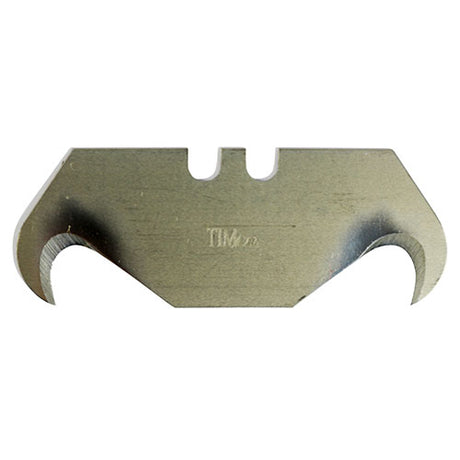 This is an image showing TIMCO Hooked Utility Knife Blades - 51 x 19 x 0.6 - 10 Pieces Backing Card available from T.H Wiggans Ironmongery in Kendal, quick delivery at discounted prices.
