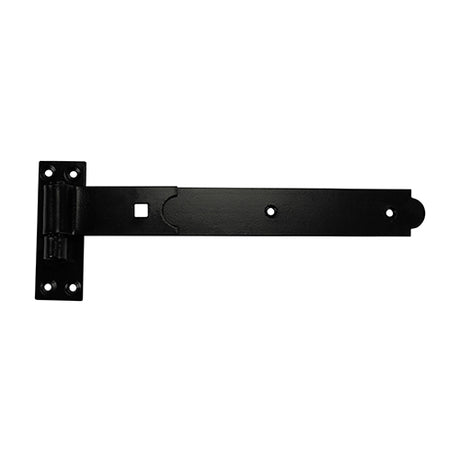 This is an image showing TIMCO Pair of Straight Band & Hook On Plates - Black - 300mm - 2 Pieces Plain Bag available from T.H Wiggans Ironmongery in Kendal, quick delivery at discounted prices.