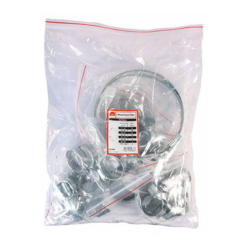 This is an image showing TIMCO Hose Clips - Mixed - Zinc - Mixed - 50 Pieces Bag available from T.H Wiggans Ironmongery in Kendal, quick delivery at discounted prices.