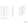 This image is a line drwaing of a Carlisle Brass - 102 x 67mm Dbl Steel Washer Brass Hinge - Satin Brass available to order from T.H Wiggans Architectural Ironmongery in in Kendal