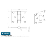 This image is a line drwaing of a Eurospec - Enduro Grade 11 Ball Bearing Hinge 76 x 66mm - SSS available to order from T.H Wiggans Architectural Ironmongery in Kendal