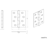 This image is a line drwaing of a Carlisle Brass - 102 x 72mm Fixed Pin Hinge - Powder Coat Black available to order from T.H Wiggans Architectural Ironmongery in Kendal